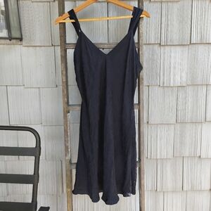 80s 90s Signature Expressions 100% Silk Jacquard Slip Dress sz L Black